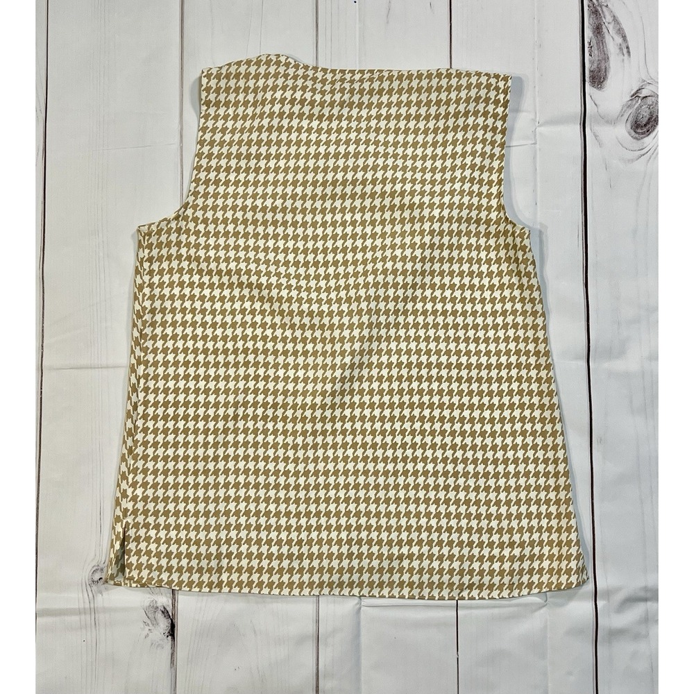 Talbots Silky Draped Neck Houndstooth Blouse Sz 8 Sleeveless Career - Picture 2 of 6